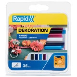 Rapid 5001377, set 36 batoane de adeziv, decoratiuni, colorate, 7 x 90 mm