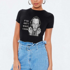 Tricou dama negru - Dali - I want CASH - M