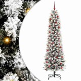 VidaXL Brad de Crăciun artificial cu 300 LED Verde și alb 210 cm 3396117