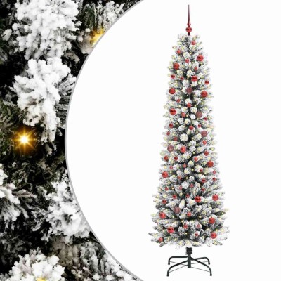 vidaXL Brad de Crăciun artificial cu 300 LED Verde și alb 210 cm 3396117 foto