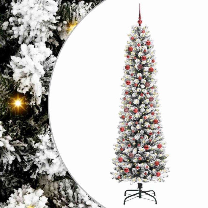vidaXL Brad de Crăciun artificial cu 300 LED Verde și alb 210 cm 3396117
