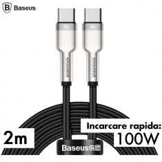 CABLU alimentare/date Baseus Cafule Metal USB-C, Fast Charging Data Cable pt. smartphone, 100W, 2m, negru "CATJK-D01"