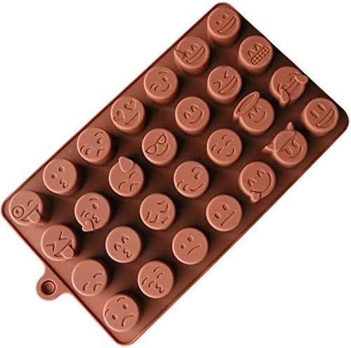 Forma din Silicon, Model Emoticoane pentru Ciocolata de Casa, Bomboane, Jeleuri sau Cuburi de Gheata, CBD CORAL BEST DEALS 21 cm 11 cm 1.5 cm Maro 1