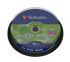 Mediu optic Verbatim BLANK CD-RW Datalife Plus 8-12X 700MB 10 bucati foto