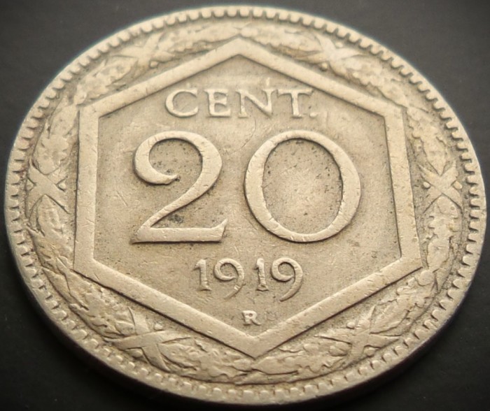 Moneda istorica 20 CENT / CENTI - ITALIA, anul 1919 * cod 4333 = excelenta!