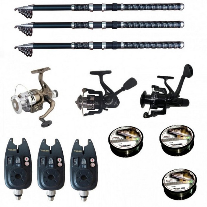 Set pescuit sportiv cu lansete de 3.6 m UltraCarp, 3 mulinete, 3 ...