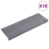 Cumpara ieftin Covorase autoadezive pentru scari, 10 buc., 65x21x4 cm, gri deschis, cu margini dreptunghiulare