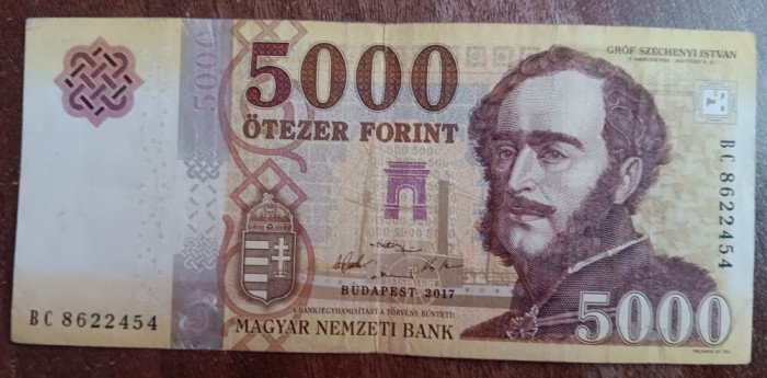 B11 32 - Bancnota foarte veche - Ungaria - 5 000 forint - 2017