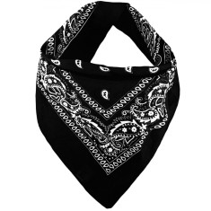Bandana eșarfă din bumbac, Neagră cu model Paisley, 54x54cm, CMCLASS