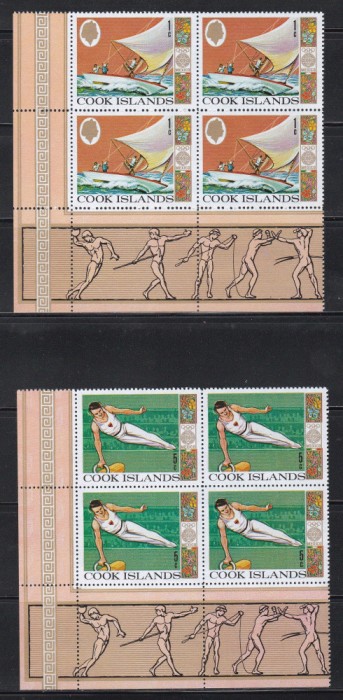 Cook 1968 - Jocurile Olimpice - Mexic, Bloc de 4 + 2 Tabsuri, 6 poze, MNH