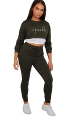 Trening femei J5 Fashion Slogan 3-in-1 Khaki foto
