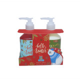 Set ingrijire maini, Accentra, sapun si crema de maini, rosu si alb, 2 x 250 ml, Hello Winter, mar c, Cadouri pentru femei, Cadouri Valentine`s Day