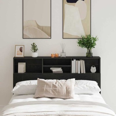vidaXL Tablă de pat cu sertar cu raft Stejar negru 160 x 19 x 103.5 cm 862753 foto