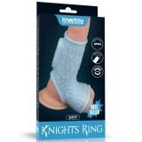 Inel erectie cu vibratii Vibrating Drip Knights Ring with Scrotum Sleeve Blue, Lovetoy