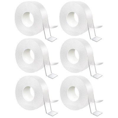 Set 6 benzi dublu adezive pentru uz casnic, reutilizabile, lungime 5 m, latime 3 cm, transparente foto