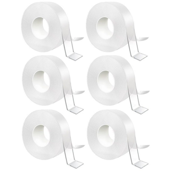 Set 6 benzi dublu adezive pentru uz casnic, reutilizabile, lungime 5 m, latime 3 cm, transparente