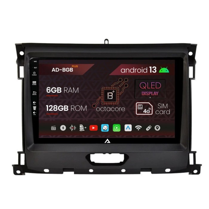 Navigatie Ford Ranger (2015-2022), Android 13, B-Octacore 6GB RAM + 128GB ROM, 9 Inch - AD-BGB9006+AD-BGRKIT120V2