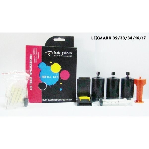 Kit refill negru reincarcare cartuse Lexmark-16 Lexmark-17 Lexmark-32 Lexmark-34