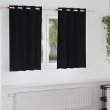 vidaXL Perdele cu perdele 2 pcs Negru 140 x 140 cm Poliester