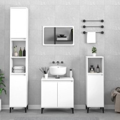 vidaXL Set mobilier de baie, 3 piese, alb, lemn compozit 3185589