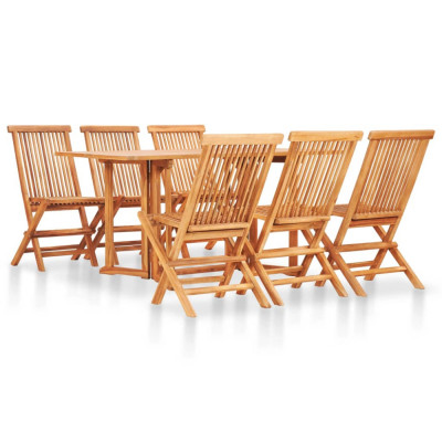 Set mobilier de exterior pliabil, 7 piese, lemn masiv de tec foto