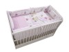 Lenjerie Pat Copii MyKids Teddy Play Pink 4+1 Piese 120x60 cm Bumbac Finet Cearceaf Elastic, Aparatori, Plapuma, Perna