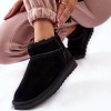 Ghete Dama Piele Naturala Neagra Imblanite, Talpa 2 cm, W5821. Ghete Iarna Casual Trendy Captusite cu Blana