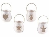 Cumpara ieftin Set 4 candele Craciun portelan alb auriu 8x13.5 cm