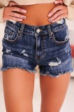 Pantaloni Scurti Dama Blugi Denim Rupturi, Buzunare, Nasture si Fermoar. Marimi: M, L, XL