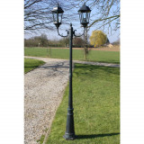 VidaXL St&acirc;lp lampă grădină 2 brațe verde &icirc;nchis/negru 230 cm aluminiu