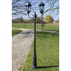 vidaXL Stâlp lampă grădină 2 brațe verde închis/negru 230 cm aluminiu