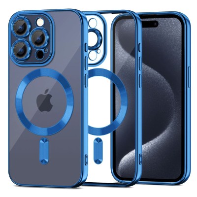 Husa Tech-Protect Magshine MagSafe pentru Apple iPhone 15 Pro Max Albastru inchis foto