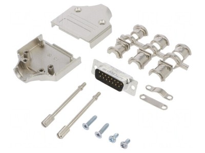 Conector D-Sub 15-Pin Tată Drept Lipire pe Cablu foto