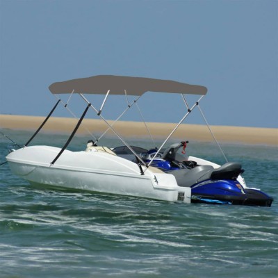 vidaXL Parasolar barcă Bimini cu 4 arcuri, gri, 243x210x137 cm foto