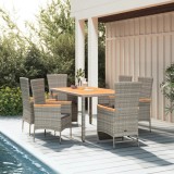 vidaXL Set mobilier de grădină cu perne, 7 piese, gri, poliratan 3157541