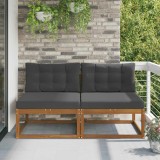 vidaXL Canapea Medie Exterior Lemn Masiv Acacia Natural 158x83x73cm Rezistent Vreme Design Modern Set Gradina 2 Buc