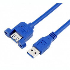 Cablu extensie USB 3.0 tip A tata - USB 3.0 tip A mama cu suruburi de prindere, 1.5 m foto