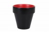 Bol Ceramic Ghiveci pentru Cartofi Prajiti, 10x11cm, Negru Exterior/Rosu Interior, Vesela Servire, Casa