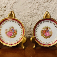 2 FARFURIOARE DECORATIVE- MARCAJ MEISSNER LIMOGES FRANCE D10,5cm