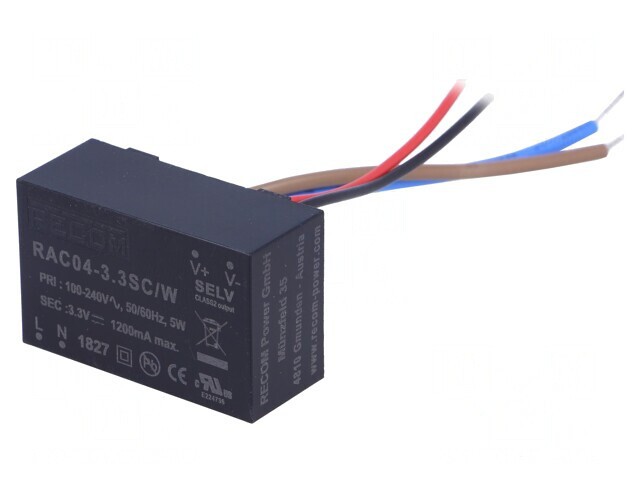 Convertor AC/DC 4W 3.3VDC RAC04-3.3SC/W