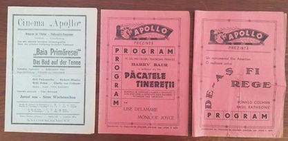 ROMANIA 1942-1946 lot 3 programe de cinema Apollo Sibiu filme germane apoi SUA