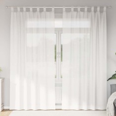 vidaXL Perdele Voile cu Bucle 2 buc Alb 140x245 cm