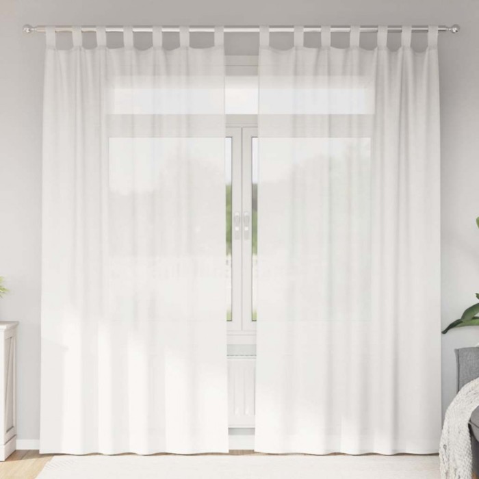 vidaXL Perdele Voile cu Bucle 2 buc Alb 140x245 cm