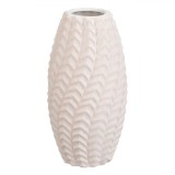 Vază Decorativă, Model Reliefat, Culoare Bej, Dimensiuni 7.8x15.2 cm, Material Ceramică, Oem
