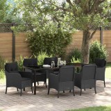 Cumpara ieftin Set de masă pentru grădină cu pernă 7 pcs Negru Rattan poli