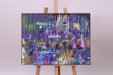 Purple Rain &ndash; pictură abstractă contemporană, acril pe p&acirc;nză