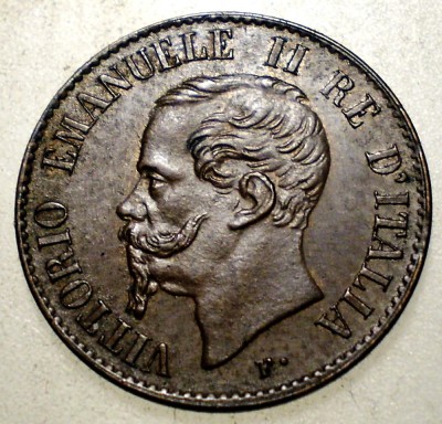 E.012 ITALIA VITTORIO EMANUELE II 1 CENTESIMO 1867 M XF foto