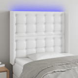 Tablie de pat cu LED, alb, 83x16x118/128 cm, piele ecologica GartenMobel Dekor, vidaXL