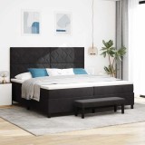Cumpara ieftin Pat cu arcuri cu headboard Negru 200 x 200 cm Catifea