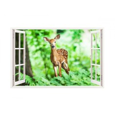 Sticker decorativ, Fereastra 3D, Caprioara, 85 cm, 284STK